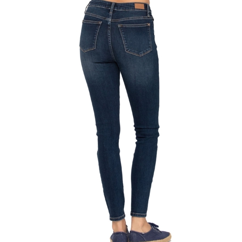 Judy Blue Lycra High Rise Dark Blue Women's Jeans With Front Seam - Picture 3 of 7